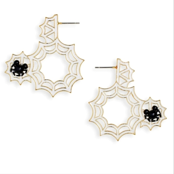 Disney X Baublebar Mickey Mouse Silhouette Spider Web Hoop Earrings - Picture 6 of 7